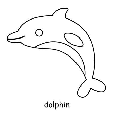 children coloring on the theme of animal vector, dolphinのイラスト素材