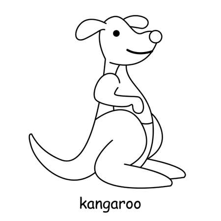 children coloring on the theme of animal vector, kangarooのイラスト素材