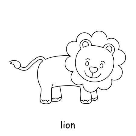 children coloring on the theme of animal vector, lionのイラスト素材
