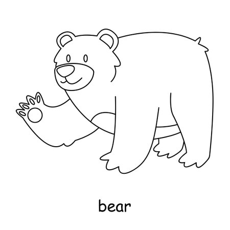 children coloring on the theme of animal vector, bearのイラスト素材