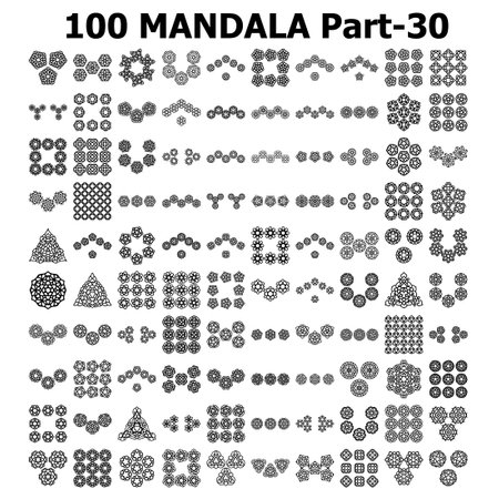 Various Pattern collections 100 Mandala pattern set Doodles freehandのイラスト素材