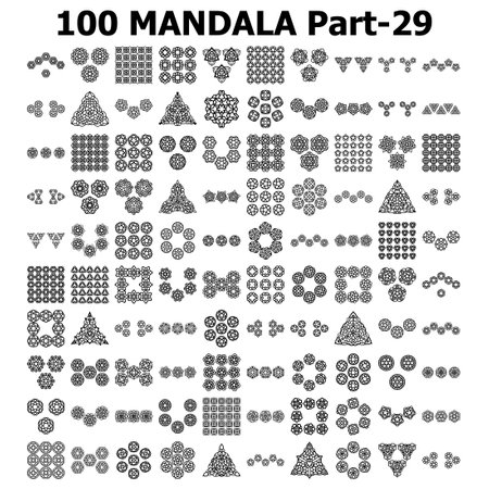Various Pattern collections 100 Mandala pattern set Doodles freehandのイラスト素材