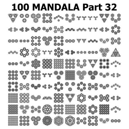 various mandala collections 100 Ethnic Mandala line pattern set Doodles freehandのイラスト素材