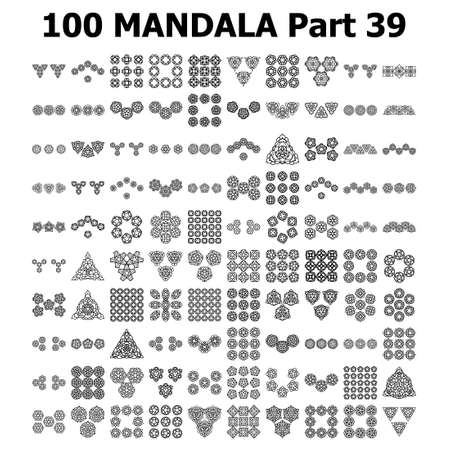 Mandala tattoo ornamental ethnic pack collection set. Floral art design vector.のイラスト素材
