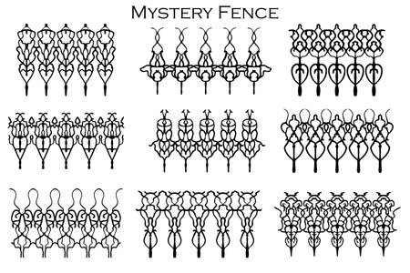 Assorted spooky cemetery fence silhouettes. Assets isolated on a white background. Scary, haunted and spooky fence elementsのイラスト素材