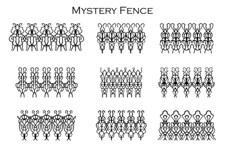 Assorted spooky cemetery fence silhouettes. Assets isolated on a white background. Scary, haunted and spooky fence elementsのイラスト素材
