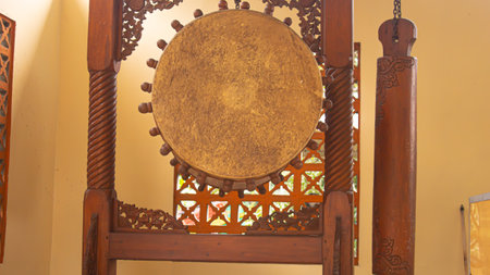 Traditional Mosque Drum (Beduk), Wooden and Animal Skin Percussionの写真素材