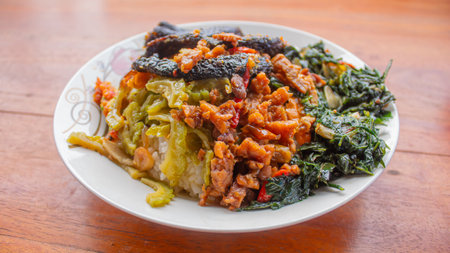 Traditional Javanese Eel Dish (Welut), Authentic Indonesian Cuisineの写真素材