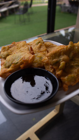 Crispy Fried Tempeh in Flour Batter â Traditional Indonesian Snackの写真素材