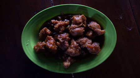 Teriyaki Chicken Fillet Served on Green Plate â Asian Cuisineの写真素材