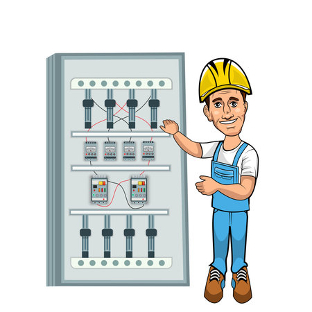 Vector illustration for electric service work with with breaker and fuse box.のイラスト素材