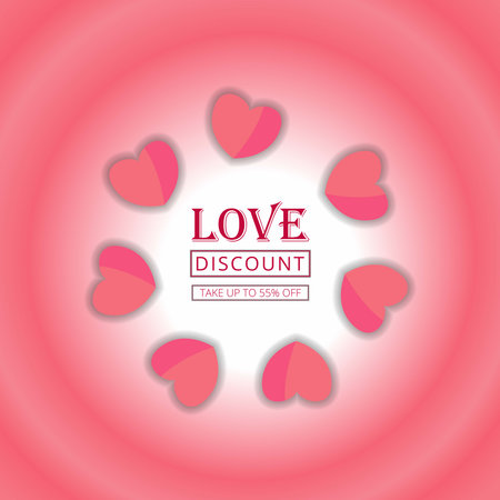 Valentine's day background with pink hearts. Vector illustration.のイラスト素材
