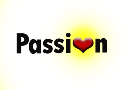 Passion text with a read heart replacing letter Oの写真素材