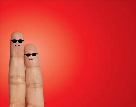 Happy Couple with Goggles  - Concept Illustration using Fingersの写真素材