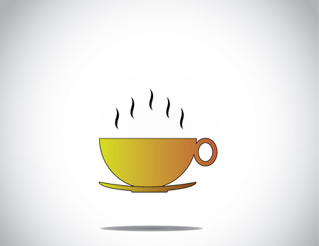 green coffee or tea cup with hot smoke coming out from the cup  green cup and saucer with hot healthy drink with smoke coming out - concept illustrationのイラスト素材