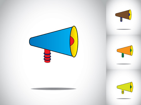 blue colorful 3d megaphone icon symbol collection set  different unique colored mega phone concept illustrationsのイラスト素材