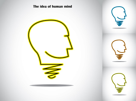 human head light bulb idea abstract concept illustration art  A symbol in the shape of a lightbulb and human head - creativity and innovation artworkのイラスト素材