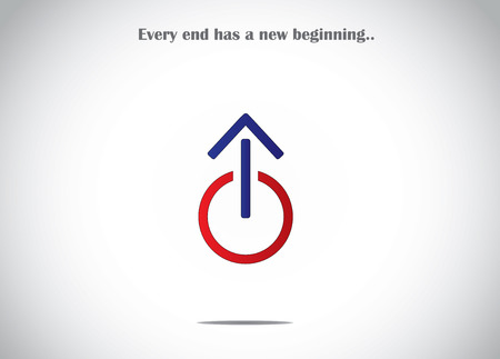 colorful power off or shut down icon with an up arrow symbol abstract icon concept illustrationのイラスト素材