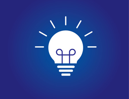 colorful bright simple glowing idea light bulb with blue backgroundのイラスト素材