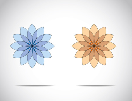 unique beautiful blue & red flowers with bright white background - concept illustration artのイラスト素材