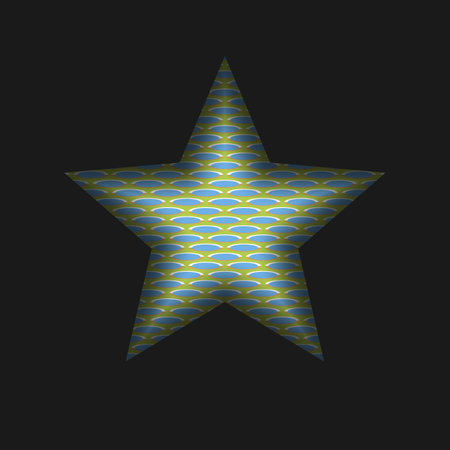 Gold star with a pattern on a black background. Vector illustration.