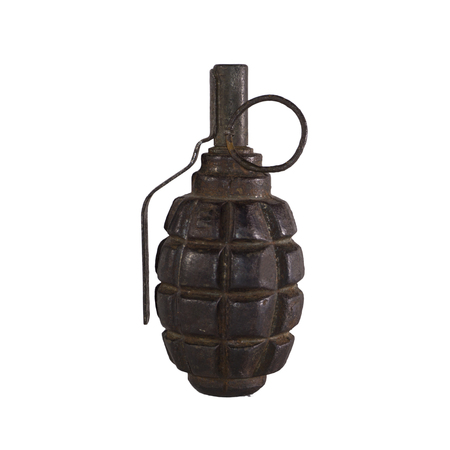 old rusty training hand grenade isolatedの写真素材