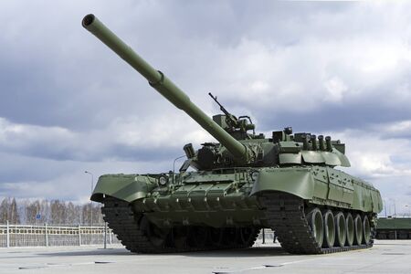 Verkhnyaya Pyshma, Russia - March 01, 2018: Soviet main battle tank T-80UD Bereza (model 1987) in...