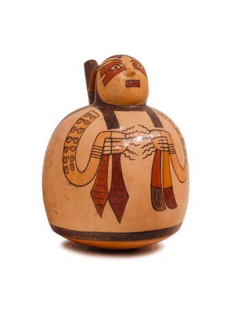 Yekaterinburg, Russia - January 17, 2019: ancient Peruvian ceramic vessel in the form of a shaman, Nazca culture, AD 200-300のeditorial素材