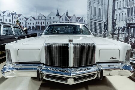 Yekaterinburg, Russia - January 16, 2019: front part of white vintage luxury carのeditorial素材