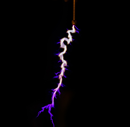 lightning on a black background - corona discharge of Tesla coilの写真素材