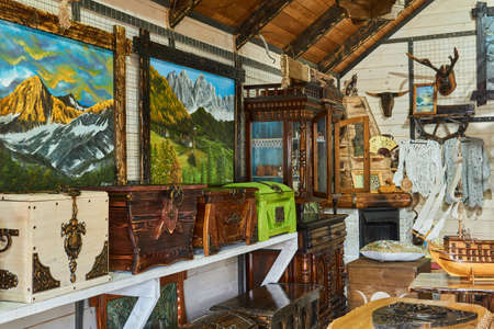 Khadzhokh, Russia - September 06, 2020: interior of a provincial souvenir shopのeditorial素材