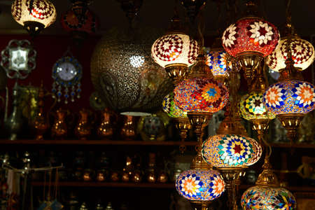 Bakhchysarai, Crimea - January 24, 2021: ethnic lamps in oriental souvenir shopのeditorial素材