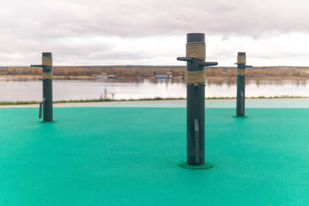 traditional dummies at the outdoor martial arts training groundの写真素材