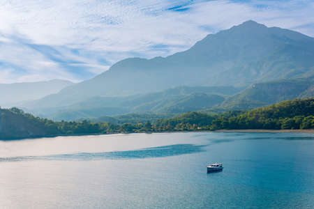 sea bay among the mountains, the former South Harbor of the antique city of Phaselis, Turkeyの写真素材