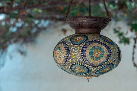 traditional handmade lamp in Moroccan style close-upの写真素材