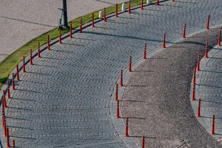 fragment of transport infrastructure in the pedestrian zone of the cityの写真素材