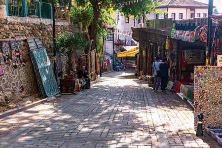 Antalya, Turkey - November 15, 2021: street market in KaleiÃ§i - the historical city center
