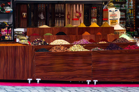 Antalya, Turkey - November 15, 2021: spice shop in the historic city center