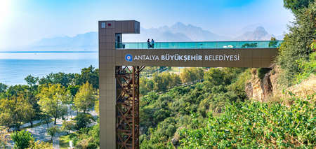 Antalya, Turkey - November 15, 2021: elevator between the embankment and the streetのeditorial素材