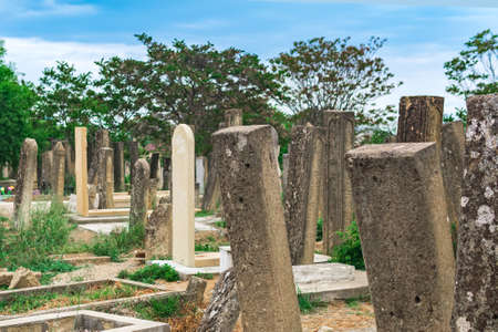 Derbent, Russia - May 09, 2022: gravestones at the old traditional Muslim cemetery Kyrkhlyar in Derbent, Dagestanのeditorial素材
