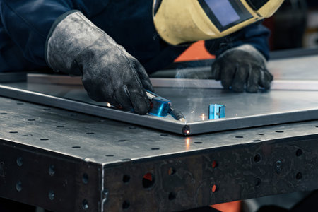 welding of metal structures on the welding table
