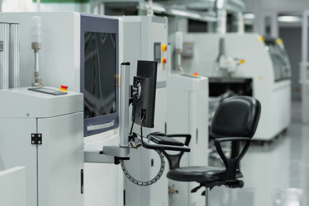 production line for printed circuit board manufacturing mounted in workshop