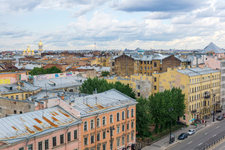 Saint Petersburg, Russia - August 04, 2023: top view of Ligovsky Prospekt in the historical city centerのeditorial素材