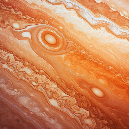 abstract background with color patterns, similar to a top view of the cloudy surface of the giant planet Jupiterの素材