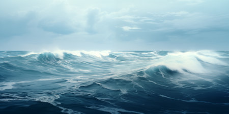 seascape, stormy ocean with high wavesの素材