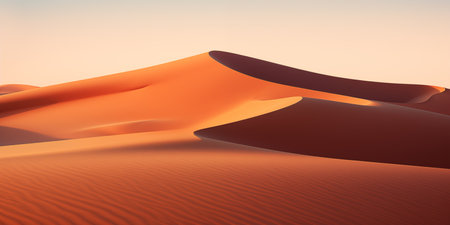 landscape of a morning desert with large sand dunesの素材