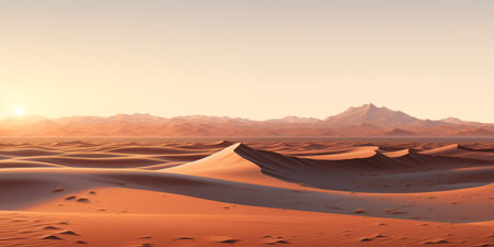 landscape of a dry desert with sand dunes, evening lightの素材