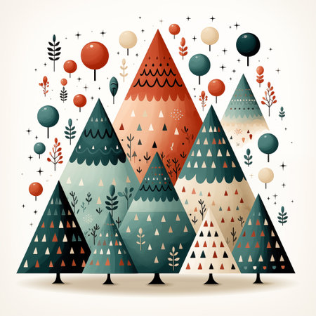 abstract christmas tree geometric elementsの素材