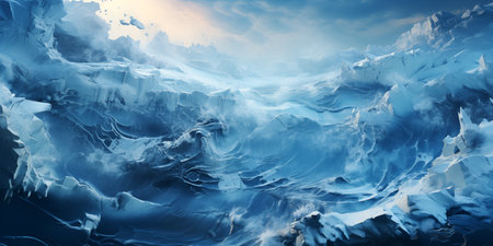 abstract background, dreamscape, raging sea during the destruction of melting icebergsの素材