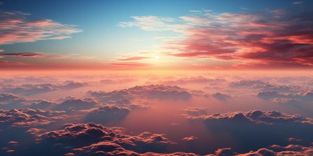 cloudscape, fog and clouds over the dawnの素材